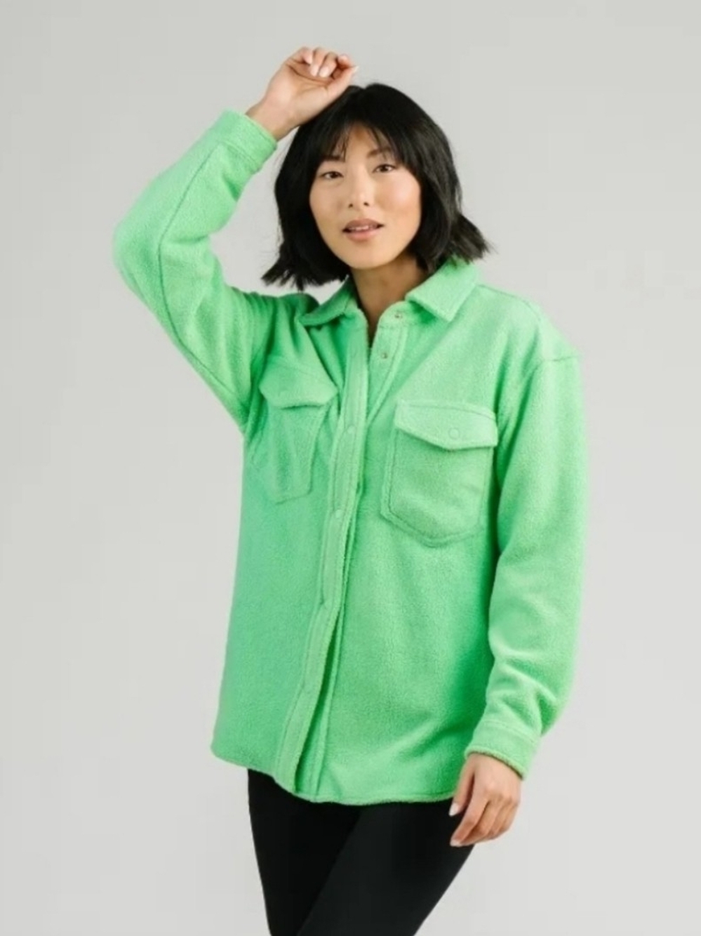 Zyia Active Lightweight Green Women's Fleece Shacket
